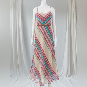 HeartSoul Colorful Striped Beachy Maxi Dress size large